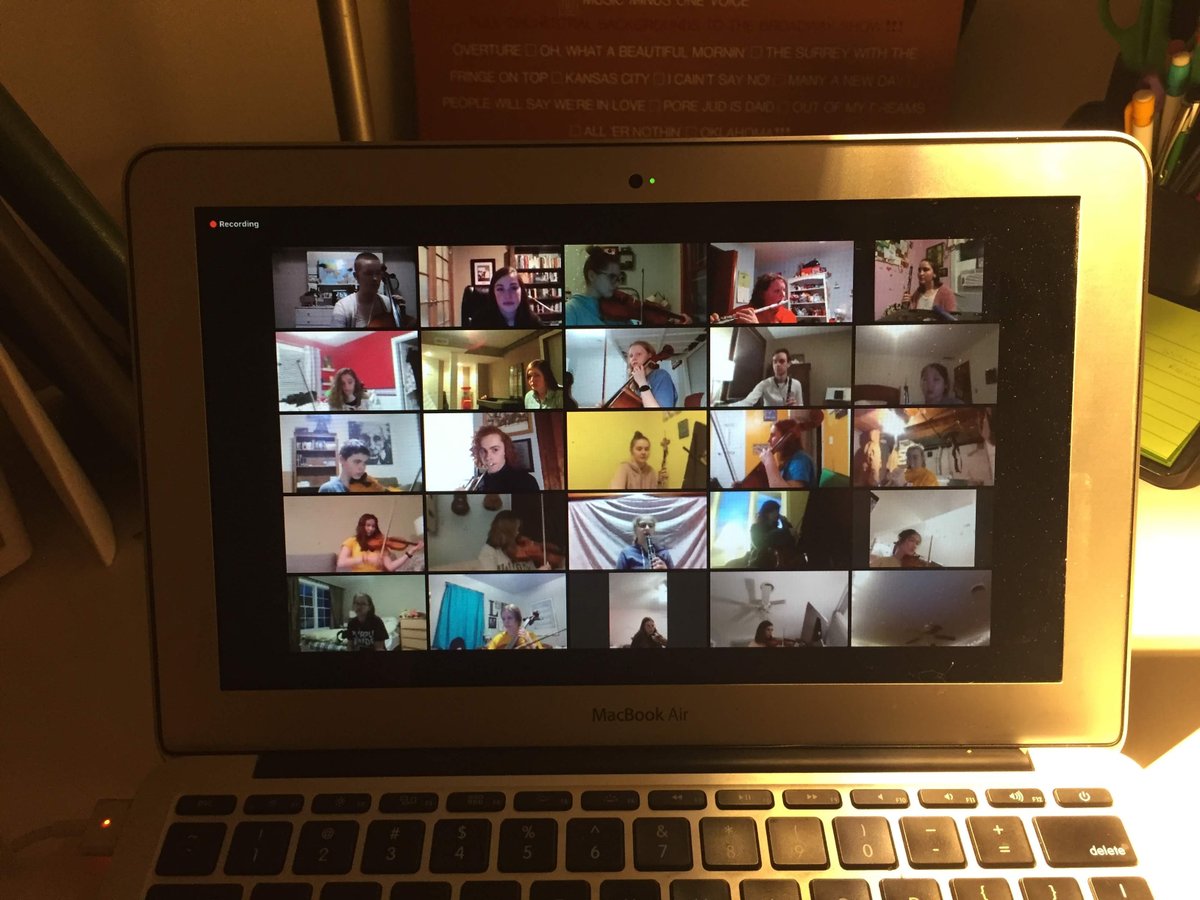 QCSymphony's tweet photo. QCSO Youth Ensembles are hosting virtual rehearsals via Zoom! They practice rhythms, ear training, &amp; play along with a click track. Most importantly, students &amp; conductors reconnect &amp; talk about what they’ve been up to. #QCSO #StaySafe #StayConnected #MusicEd #MusicMatters https://t.co/xO4eOrgZ4t