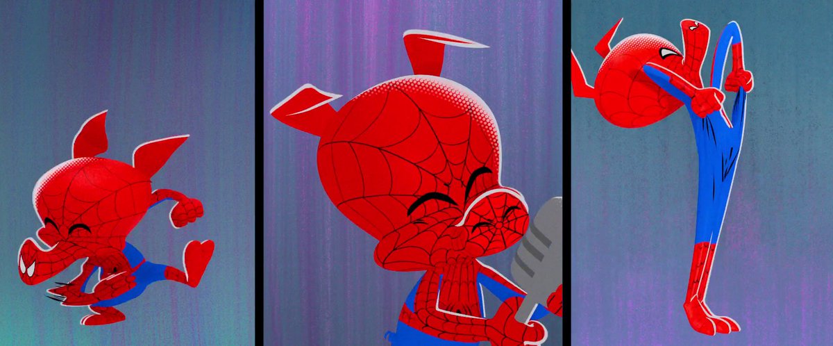 Spider-Ham (E-8311). Este personaje es una parodia de Spider-Man. Se trata de una araña que es mordida por un cerdo. Su estética remite a las clásicas caricaturas de TV, como los Looney Tunes. Dato: En su universo, el Capitán América es un gato y Hulk un conejo.