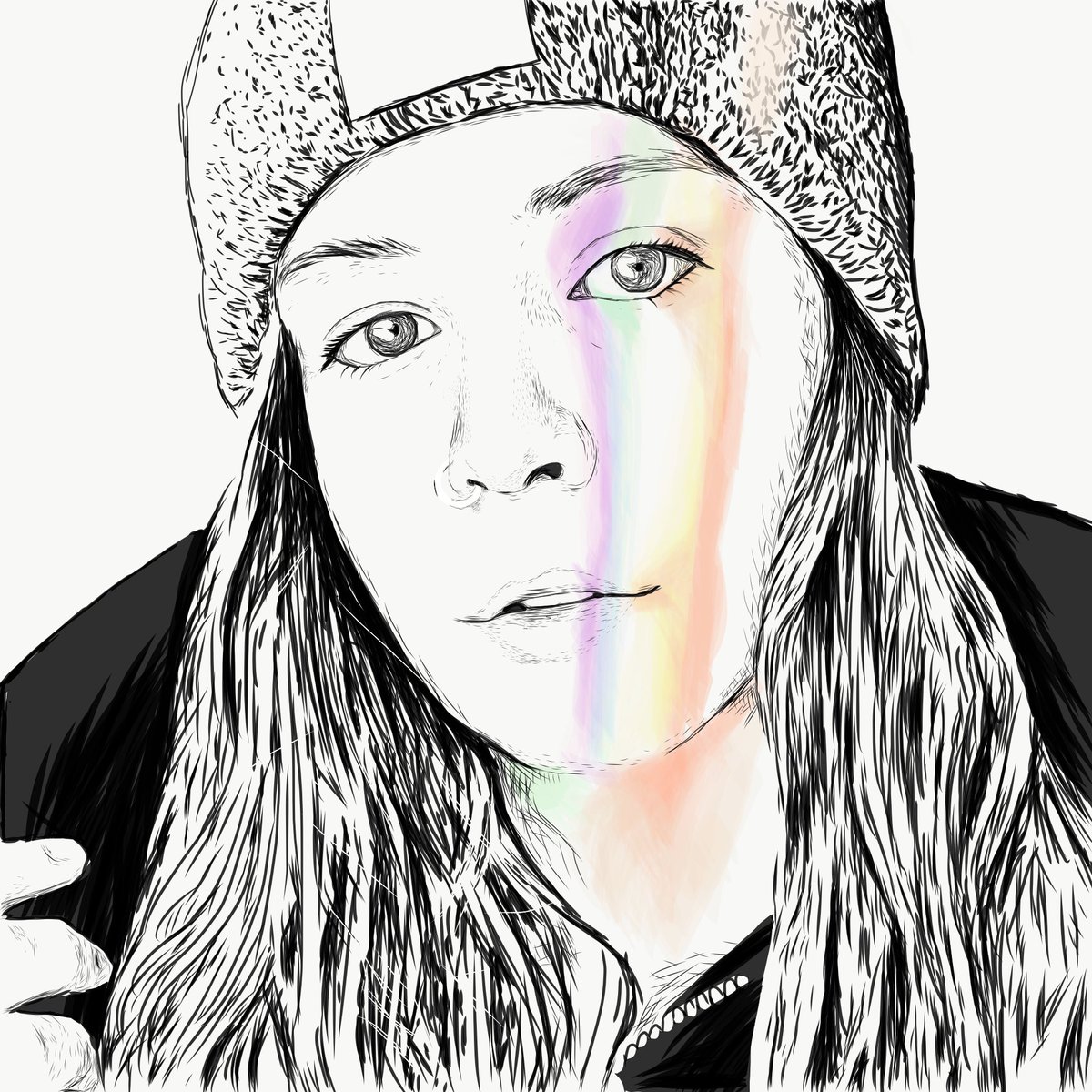 JessJessDaBest's tweet photo. Timehop reminded me this picture of ⁦@number1catmama⁩ exists and I love it so much so I DREW IT
The rainbow looks more watercolor than light refraction but I THINK IT’S DOPE ADMIRE MY WIFE https://t.co/3Bmn01UPCM