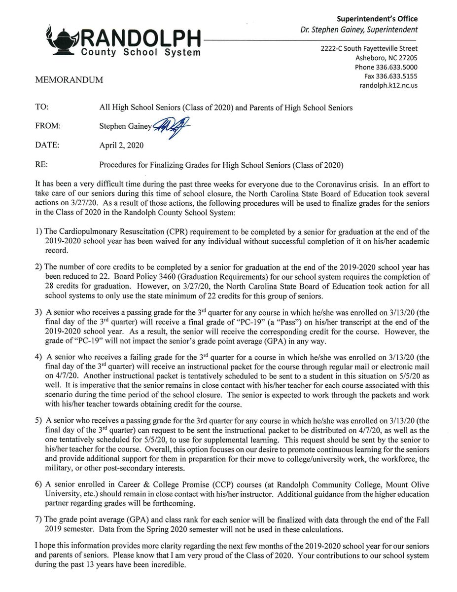 RandCoSchools's tweet photo. See Superintendent Gainey's memo to high school seniors and their parents: https://t.co/zqyiQzX3Oj https://t.co/LRTDalcHmb