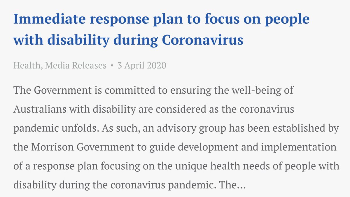 CIDvoice's tweet photo. Very welcome response from @GregHuntMP @stuartrobertmp to call for action on #COVID19 and people with disability.
Pleased to be on this advisory group with @Trollor1 @CEOPWDA @Kavanagh_AM @DrJackiSmall @drgeorgethecrip @BenGauntlettDDC ++
https://t.co/KUBRXpmTyn https://t.co/1CJs2gwzz7