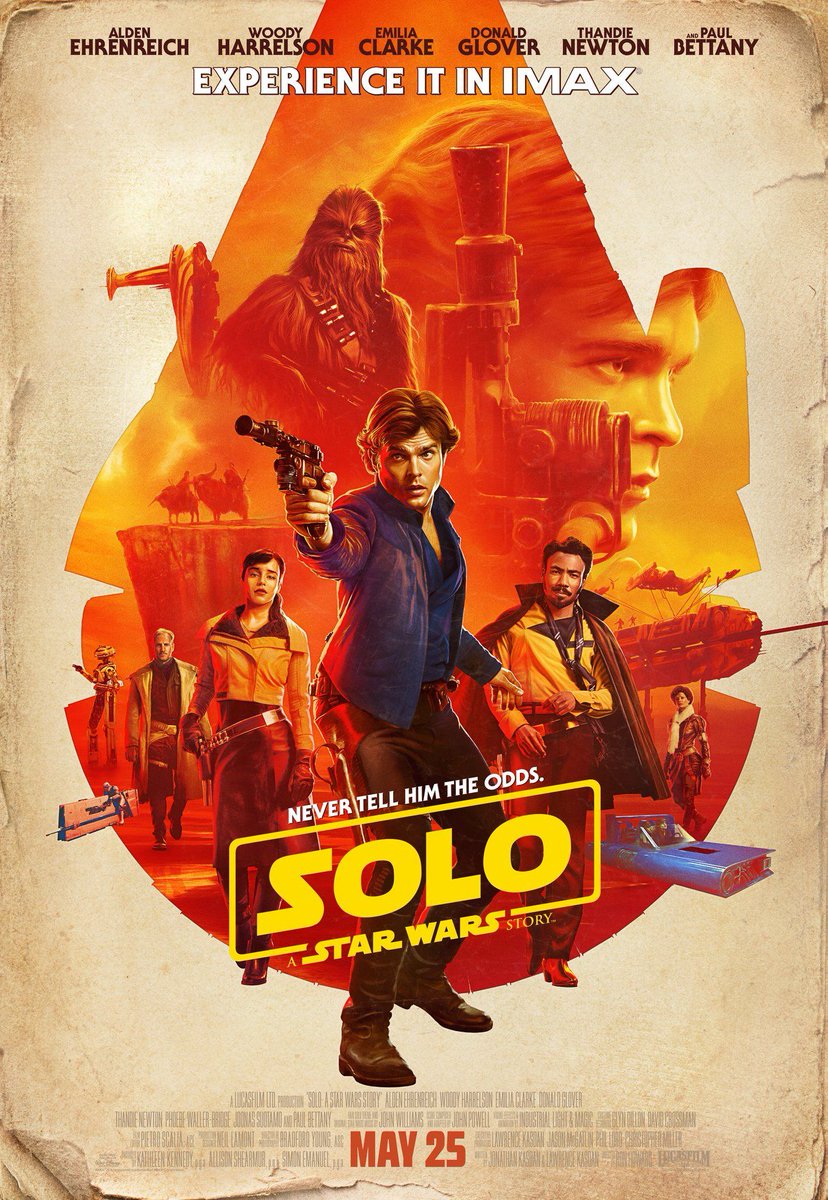  #SoloAStarWarsStory (2018) A Really fun, exciting, thrilling and well executed addition to the star wars universe.. it has some great action scenes with great visuals and amazing scenery, the score is phenomenal as well. Alden Ehrenreich is good as Han Solo and the cast is great.