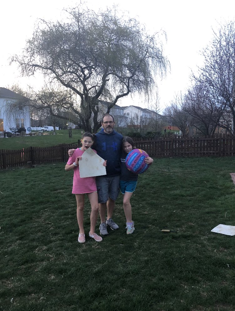 Spent the evening playing 2v1 kickball.. dad vs girls.. If there is a positive to our current way of life.. it’s this!