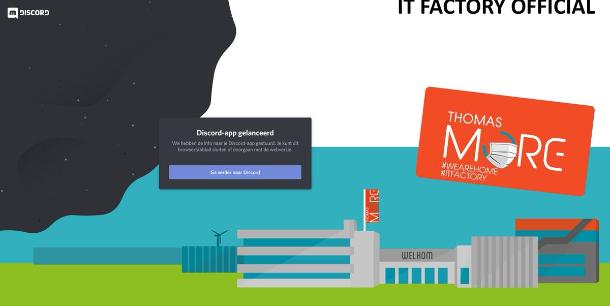 Ben je op zoek naar een hele goeie IT-opleiding? Heb je zin om eens rond te kijken in onze online campus op Discord? Heb je een vraag of wil je gewoon eens babbelen met studenten of docenten uit de opleiding ? 
Welkom op itf.to/discord
#itfactory #thomasmore