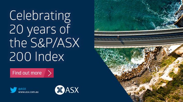 ASX's tweet photo. Today marks the 20 year anniversary of the S&P/ASX Index series. Read more about our journey of evolution and expansion. https://t.co/o0rY2ABHSx
@SPDJIndices #ausbiz #indeces #ipowithasx #20years #S&PASX200 https://t.co/z35yeBYvrg