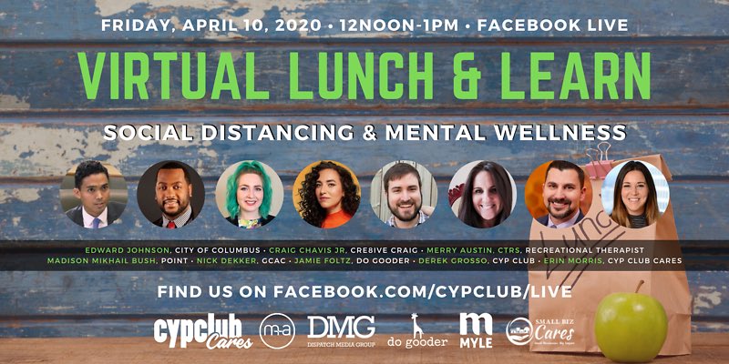 You’re invited to a VIRTUAL event on Fri, April 10 at 12noon. Hear from several local community leaders as we discuss "Social Distancing &amp; Mental Wellness.” All are welcome. Details at cypclub.com/events/2020/14…
#cypclub #cypclubcares
