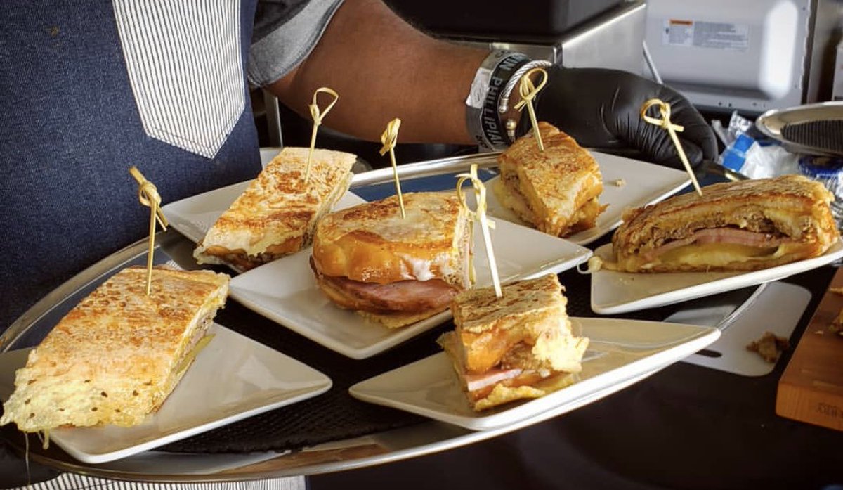 GothamSteel's tweet photo. Cuban Sandwich turn in from @chefandreann at the @WorldFoodChamp! Made with #GothamSteel and our friends at @koopsmustard 😋 https://t.co/M7vJapsc4J