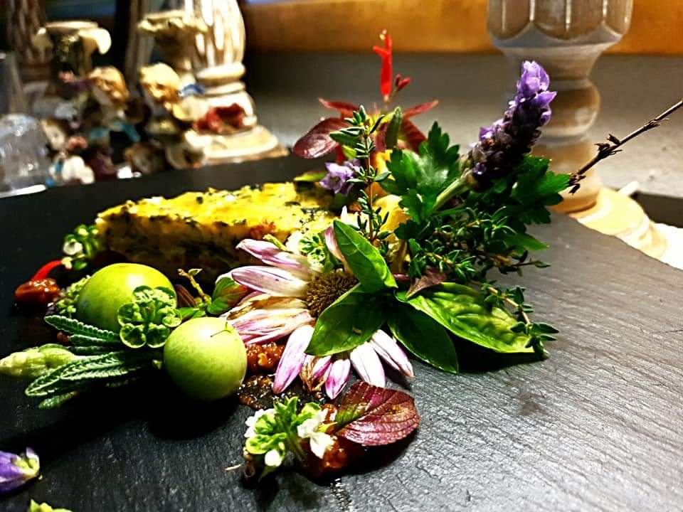 Asparagus, Spinach &amp; Cheese Quiche with garden fresh edible Botanical touches...