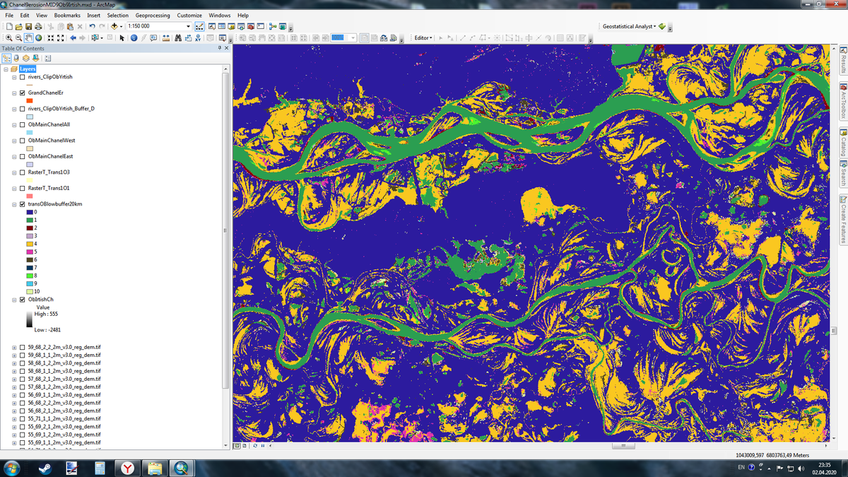 Hydr_V's tweet photo. #GSWE #ArcGIS #Ob #rivers 
Working with remote sensing data looks like contemporary art 😎👨‍🎨 https://t.co/tvJZ14o8B9