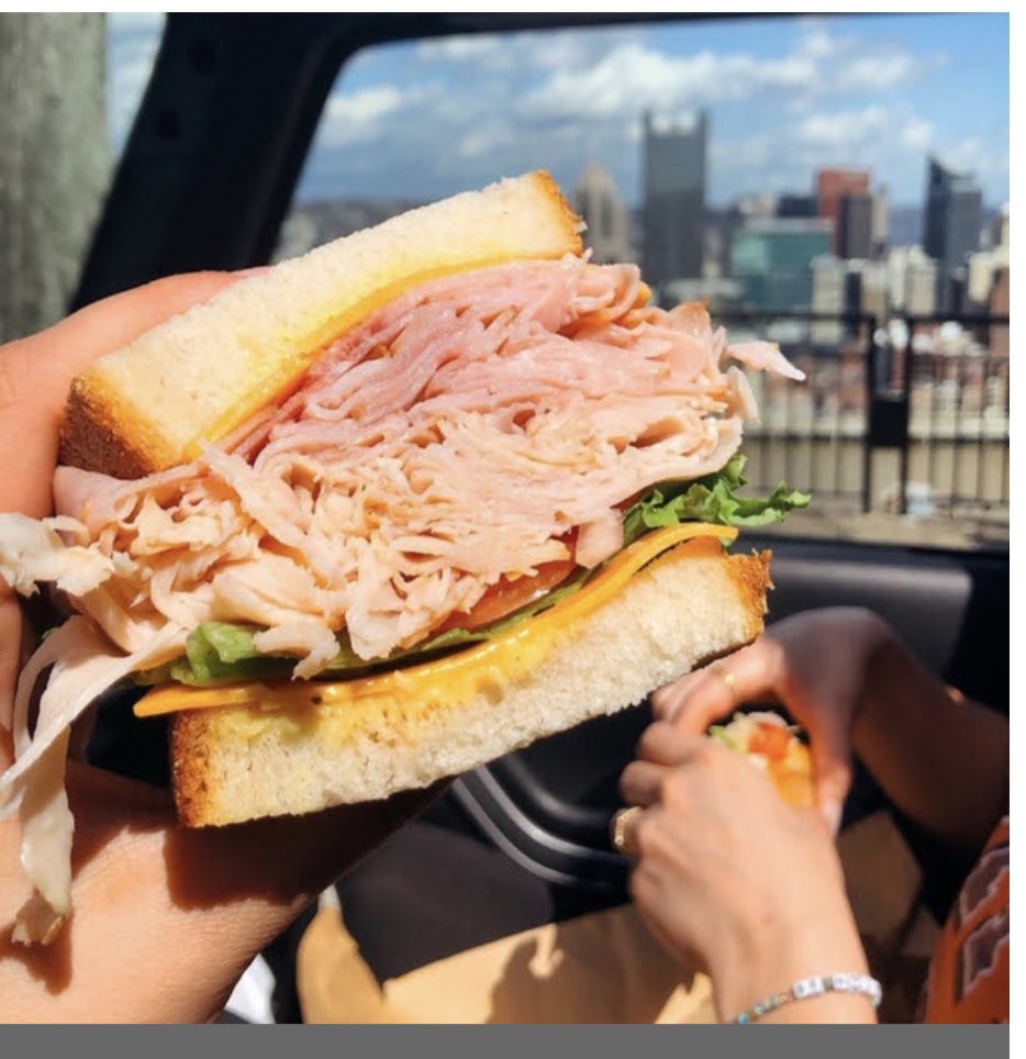 howardfineman's tweet photo. This looks to me to be an #Isaly’s chipped ham sandwich of #Primanti’s proportions — which is to say, #yinzer #Pittsburgh cuisine at its finest. No better place to enjoy one than from up on  Mahnt Worshington, overlooking the three rivers, where this picture was taken. https://t.co/ouMHWe9Q8F