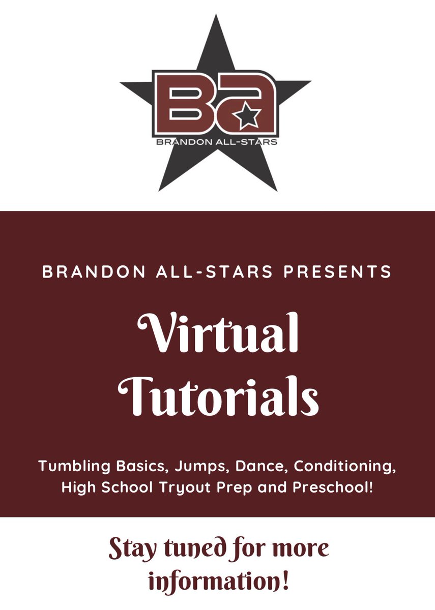 brandonallstars's tweet photo. Looking for more BA instruction available any time of the day!? 

Check out the BA YouTube channel for free tutorials about Tumbling Basics, Jumps, Dance, High School Tryout Prep and Preschool! BA tutorials are great for PE/Physical Activity credit!
😍🅱️🅰️💪 #BrandonStrong https://t.co/zGaeiowj6O