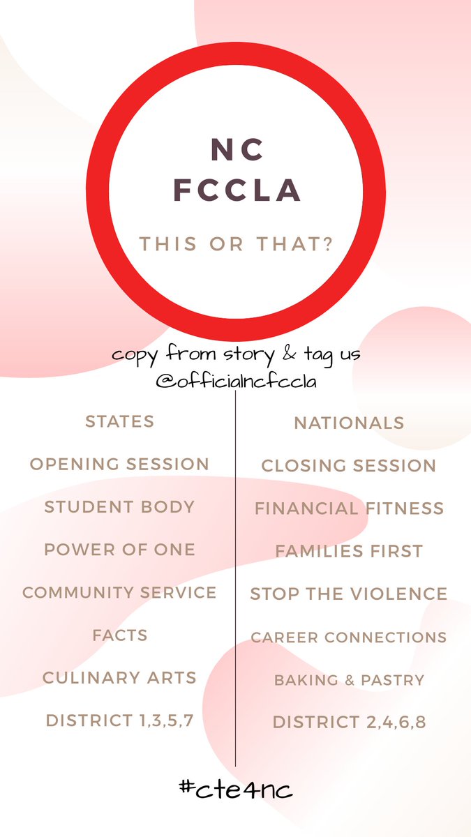 NCFCCLA's tweet image. What are your favorites? Let us know! @CTEforNC @NCFCSEd @NationalFCCLA #cte4nc #nationalprograms