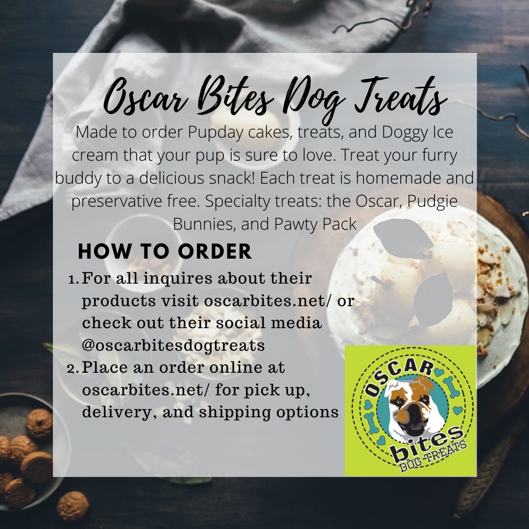 Treat yo furry buddy to a homemade goodie from Oscar Bites Dog Treats!