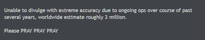 The Marine responds to this question:Any way to estimate the numbers of those rescued so far... if you can divulge that type of info? (rescued kids)