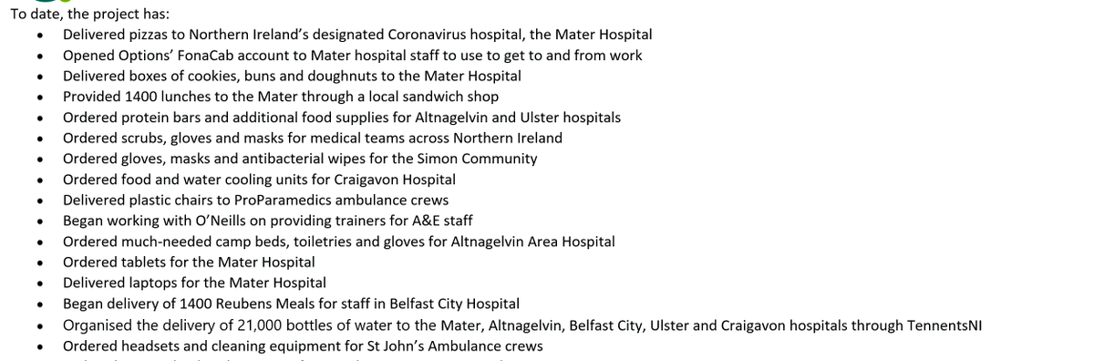 DeaglanBunting's tweet photo. Company I work for @options_it , are involved in fundraising for the frontline medical staff.  We are up to just under 120k within a week. 

The pic below will highlight where the money has been able to go so far. 

You can RT/share/#donate at,
https://t.co/wakzbbaeKn

Thank you https://t.co/zTKff0ZDsH