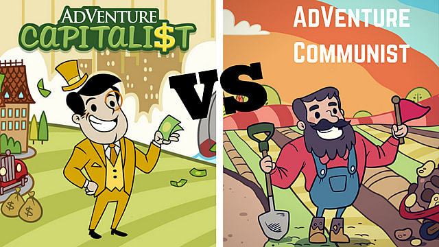 AdVenture Capitalist/AdVenture CommunistTwo different idle clicker games with opposing themes. Both free to play.
