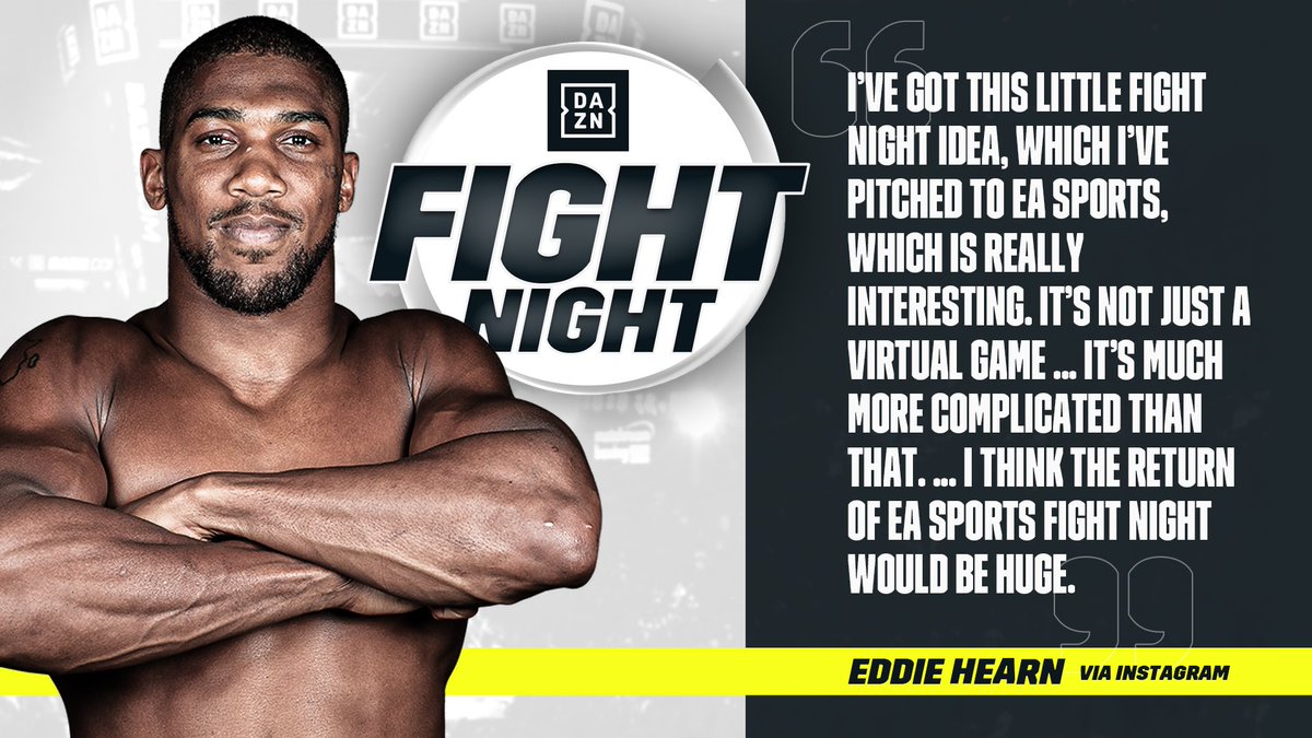 DAZNBoxing's tweet photo. The Return of Fight Night?🎮🥊

Eddie Hearn wants to make it happen. https://t.co/GMr8MNFmUR