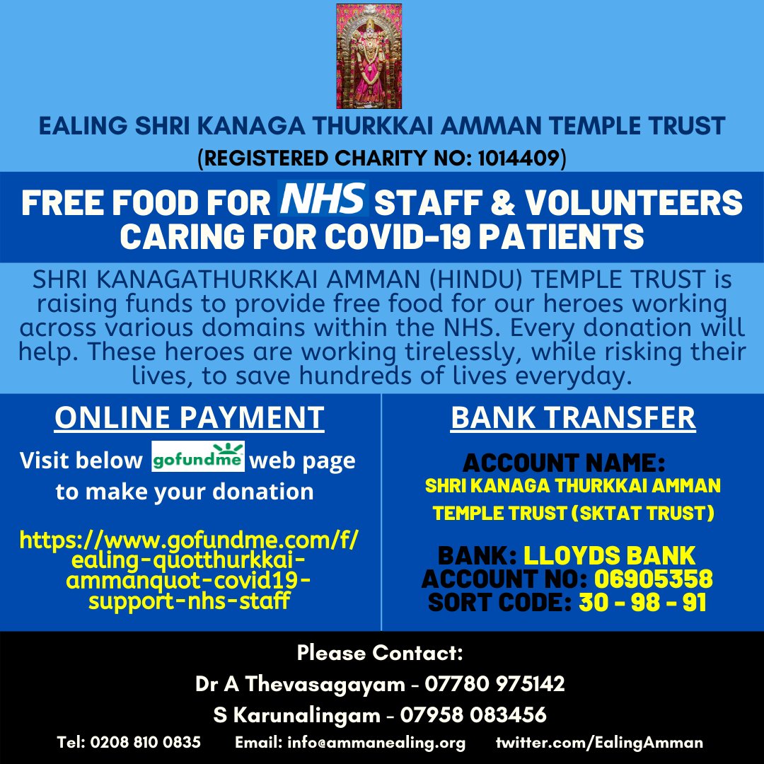 EalingAmman's tweet photo. SKTAT Trust is raising fund to support NHS Staffs. Click here to donate: https://t.co/uWY8EQOiLF
#StayHomeSaveLives https://t.co/YEVaeFgr3V