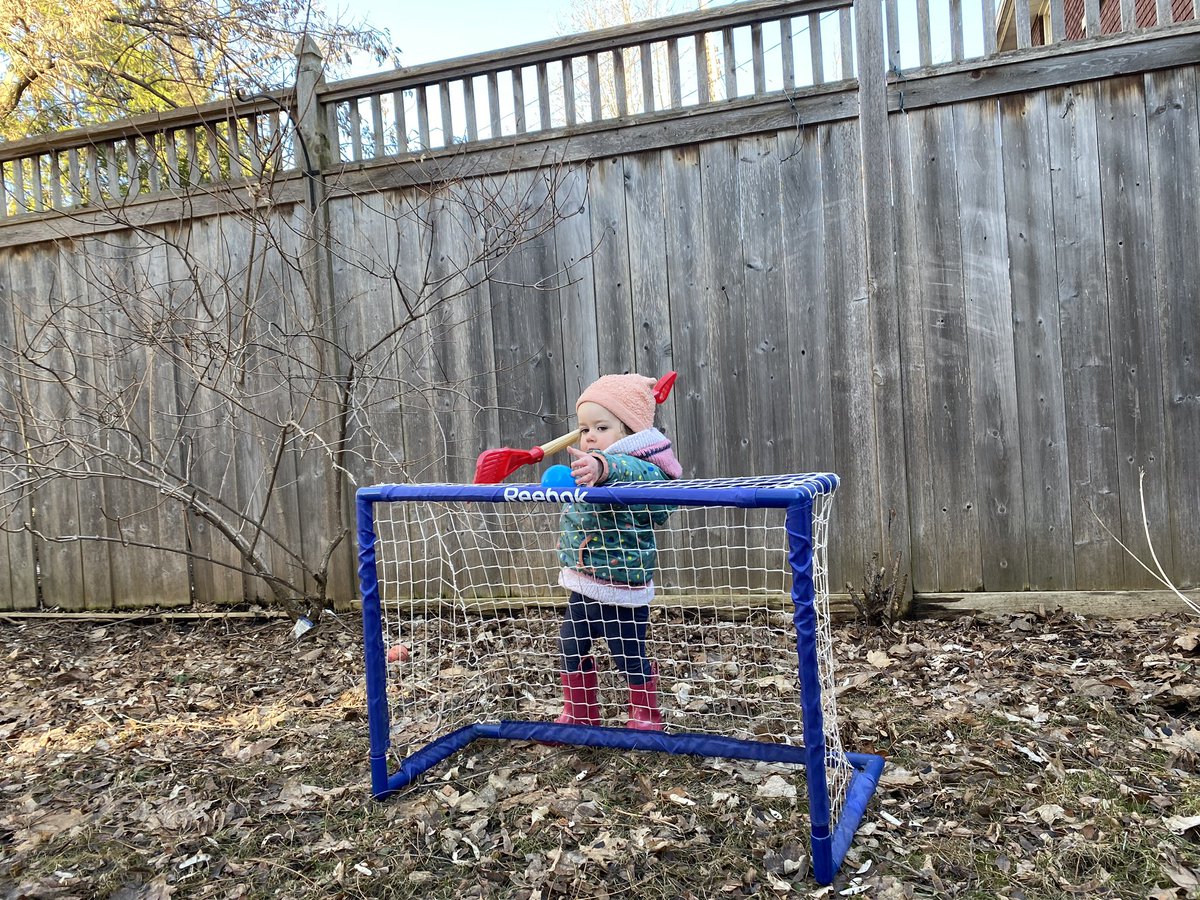 Ice be damned! Sun means backyard fun. Granted team sports are on hold for the time being but let’s be honest: Bagloles aren’t really team sport types. <a href="/DawnBaglole/">Dawn Baglole</a> #COVID19 #StayAtHome #threescompany #floatlikemrfurley