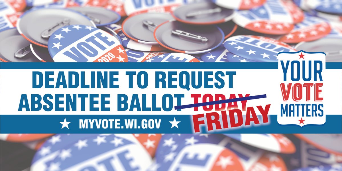 WIAssemblyGOP's tweet image. BREAKING: Wisconsinites now have an additional 24 hours to request an absentee ballot for the April 7th election. To request a ballot, visit MyVote.wi.gov