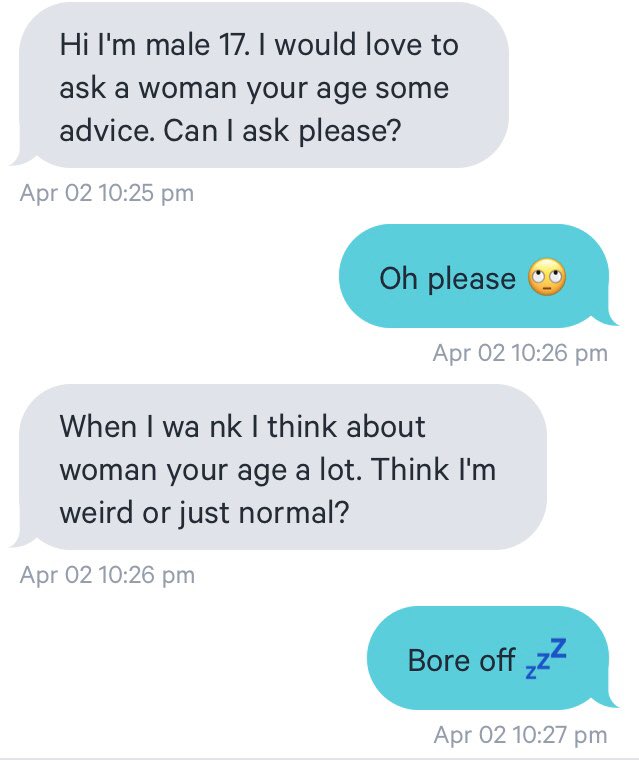 Dating_Sharing's tweet photo. Oh come on, bore off, Iโm old enough to be your mum and I reported you before you blocked me so ๐ #poffail #onlinedatingsucks #boreoff #blocked https://t.co/F1jsXeHqxV