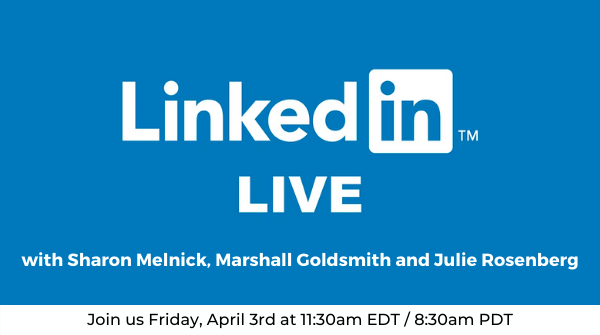 Excited for tomorrow’s LinkedIn LIVE show with @coachgoldsmith and <a href="/J_RosenbergMD/">Julie Rosenberg</a>. We'll be talking about strategies to take care of your physical health and deal with stress/anxiety in these times. You won’t want to miss this. Join us at 11:30am EDT / 8:30am PDT. #LinkedInLIVE