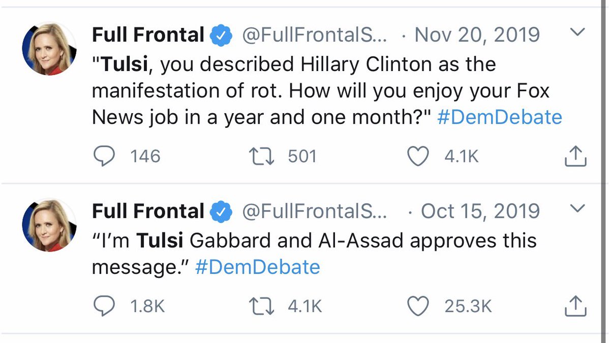 4/4The list includes  @selectedwisdom  @FullFrontalSamB  @Alyssa_Milano  @GeorgeTakei  @johncusack &  @AnaKasparian. None have made an honest attempt to 'understand her political ideology' nor have measured opinions, they just follow marching orders.