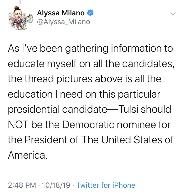 4/4The list includes  @selectedwisdom  @FullFrontalSamB  @Alyssa_Milano  @GeorgeTakei  @johncusack &  @AnaKasparian. None have made an honest attempt to 'understand her political ideology' nor have measured opinions, they just follow marching orders.