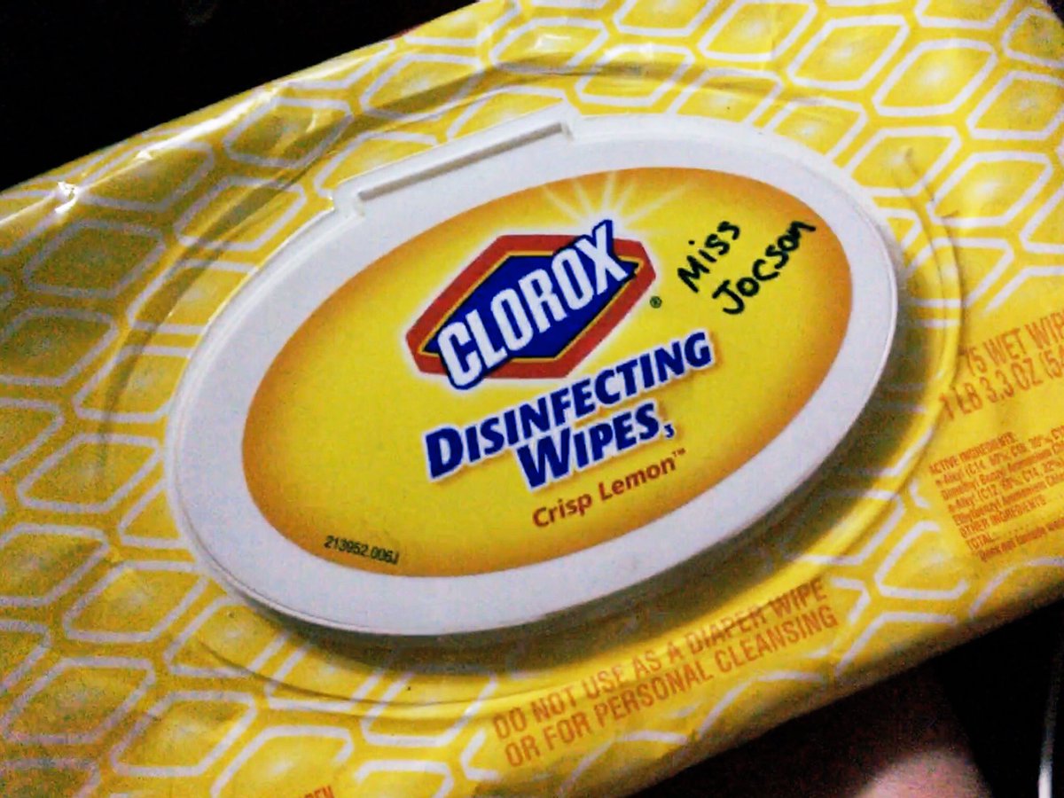 • Meanwhile, all items bought are wiped with this:(Special thanks to  @justawesome15 )  @Clorox