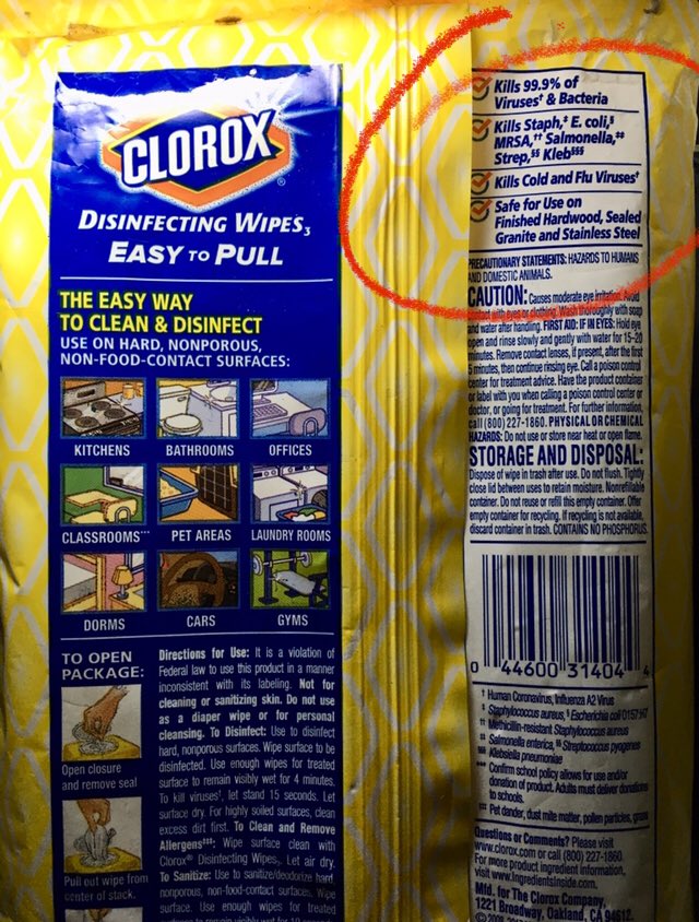 • Meanwhile, all items bought are wiped with this:(Special thanks to  @justawesome15 )  @Clorox