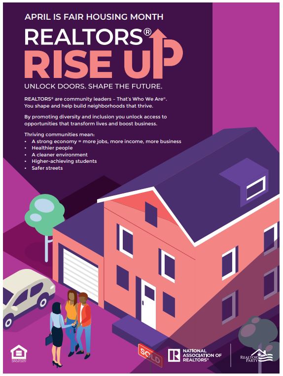 April is #FairHousingMonth. Join National Association of REALTORS® in commemorating the role #Realtors play in shaping the future, and building thriving neighborhoods throughout the month. Learn more at nar.realtor/fairhousing.