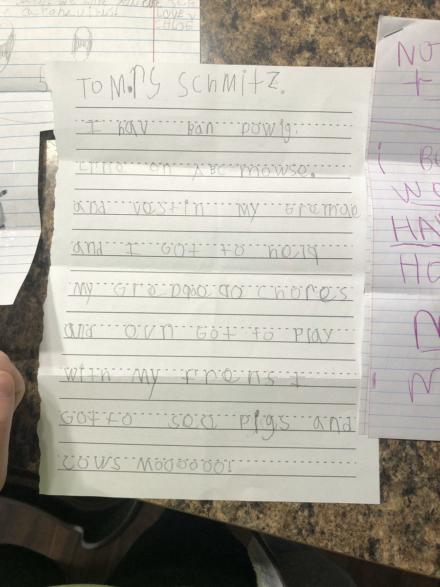 schmitzash's tweet photo. If this doesn’t make your day, I’m not sure what will! ❤️ Hearing from first graders makes my heart so stinking happy! #hudsonschools #firstgrade #DistantLearning https://t.co/GlEfWeztB5