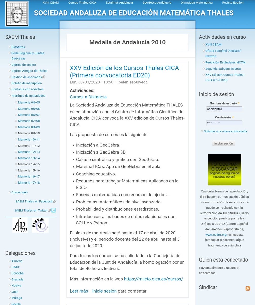 saemthales's tweet photo. XXV Edición de los Cursos Thales-CICA @ThalesCursos (1a convocatoria ED20) 
La propuesta de 10 cursos y toda la información en la web https://t.co/DbX5sS6VFt https://t.co/h86Rj11Mux