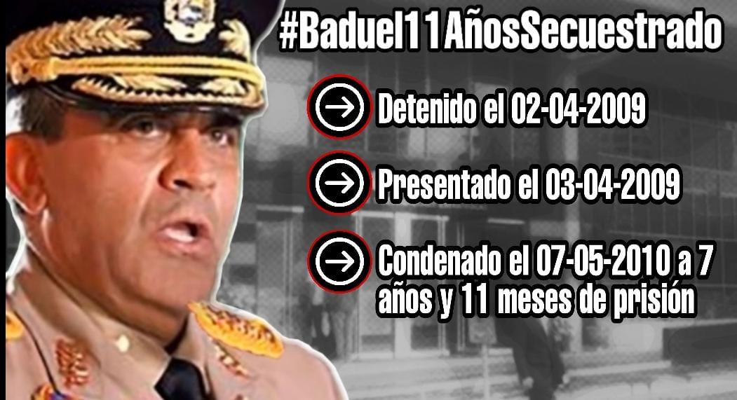 RBADUEL's tweet photo. 1.- Hoy 02/04/2020 el General Raúl Isaías Baduel cumple 11 AÑOS de injusta prisión. Detenido el 02/04/2009. #Baduel11AñosSecuestrado https://t.co/5FJkIEmumq