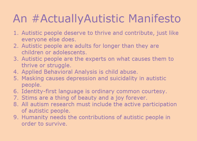 On  #WorldAutismAwarenessDay, I have this to say. Many  #ActuallyAutistic people have sent me encouraging thoughts and words about these ideas. I will elaborate a little today.