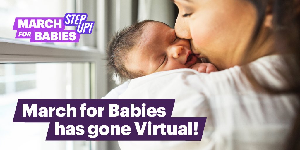 Moms can't wait! Babies can't wait! Join us to kick off #MFBStepUp! Sign up for the #MarchForBabies Step Up! challenge to fight for healthy moms and babies everywhere. marchforbabies.org 👟 💜