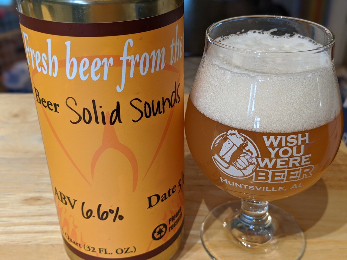 hsvdotbeer's tweet photo. Happy Thursday!
Enjoying a @YellowhammerAle Solid Sounds IPA… at home. #virtualTaproom https://t.co/Cn9fbKIaoI