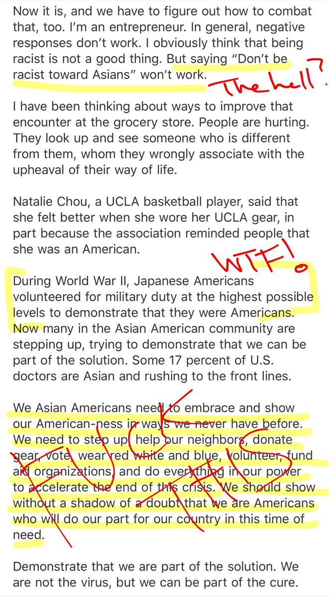 here's what i'm talking about. the article is behind a paywall. here's the key screenshot. this is what andrew yang thinks is how Asian Americans should deal with anti-Asian racism during this coronavirus pandemic...