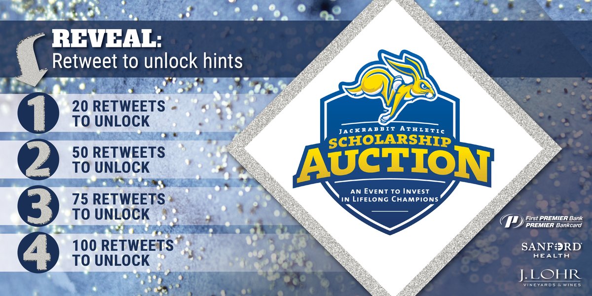 GoJacksSDSU's tweet image. #JackrabbitNation, we have BIG NEWS for you concerning the 2020 Jackrabbit Athletic Scholarship Auction! 

Retweet this post to unlock hints - more information will be released next week!

#2020JASA #GoJacks