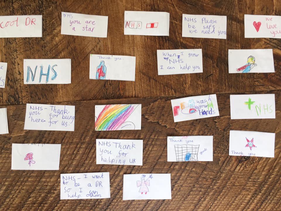 Getting the kids involved - gorgeous handmade messages to brighten up these amazing #NHSheroes faces! #nhswellnessbox #coronavirusuk #COVIDー19 #londonlockdown #londonhospitals #clapforkeyworkers
