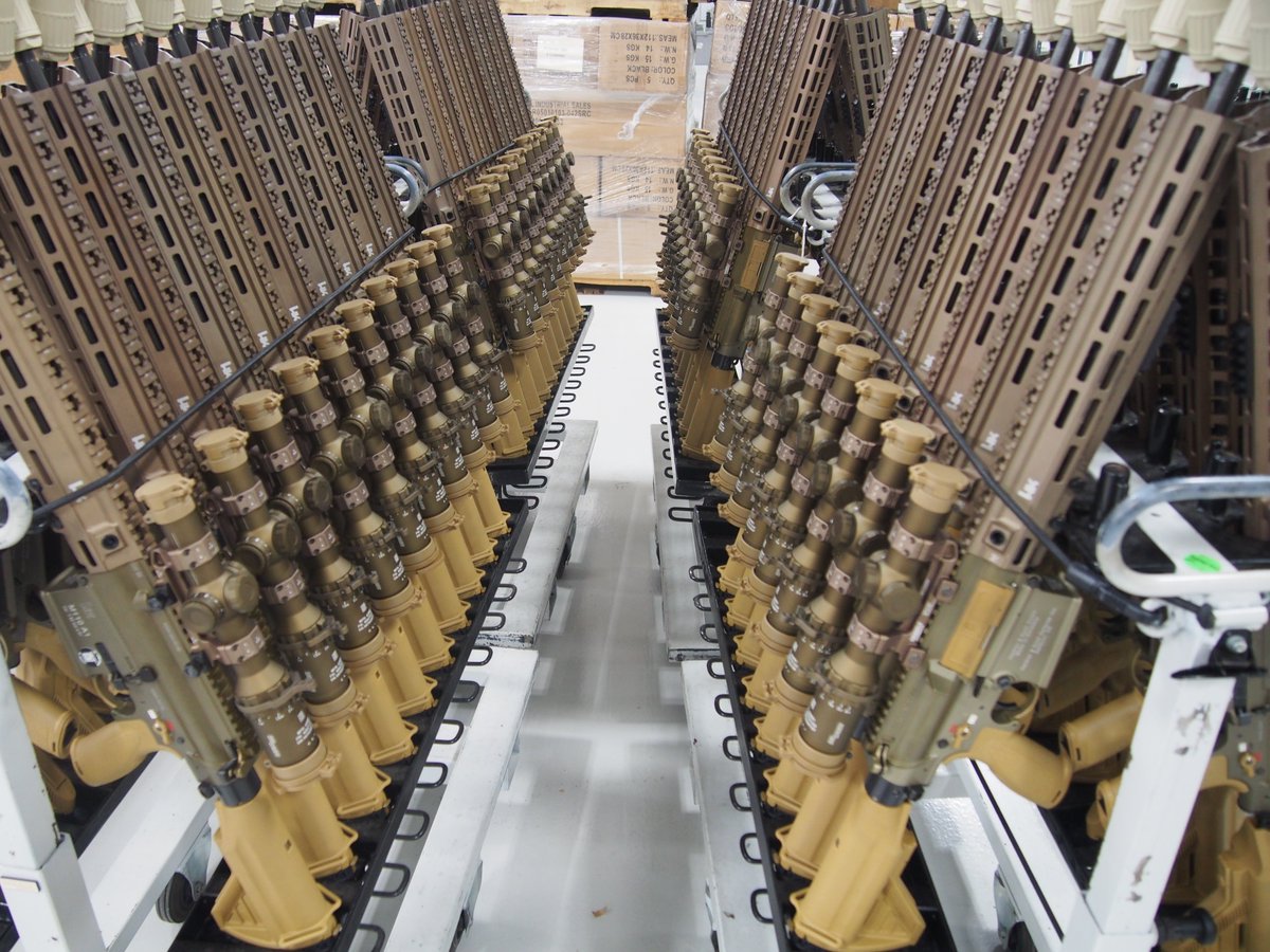 HecklerAndKoch's tweet photo. The first batch of M110A1 Squad Designated Marksman Rifles (SDMR) are headed out of Columbus Georgia HQ by way of Oberndorf HQ. We could not be more proud to deliver this weapons system to the fine marksmen of the @USArmy. https://t.co/ZOI2MK3K0j