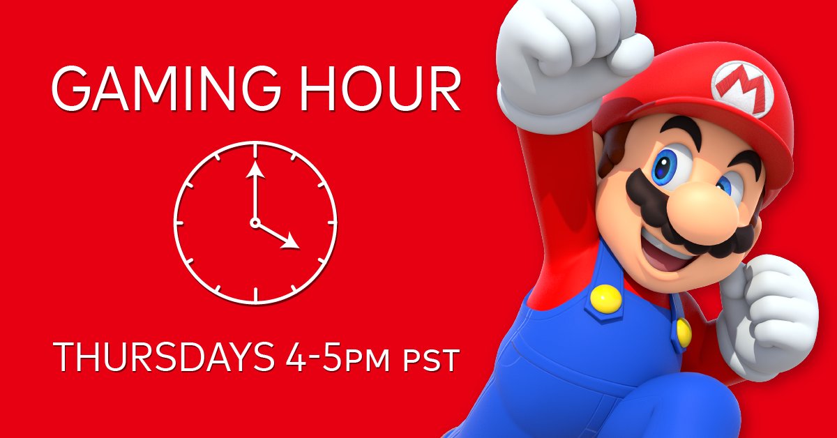 NintendoCanada's tweet photo. It is #GamingHour, Nintendo Fans! Every Thursday from 4-5PM PST, kick back, relax, and play something for the #NintendoSwitch system as one Canadian player community. To kick off April, suggest a game you enjoy and recommend playing with others on Nintendo Switch. https://t.co/3ECKPJPTxt
