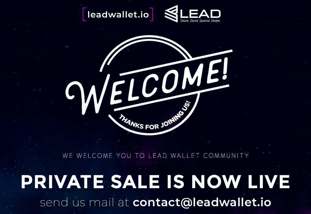 LeadWallet's tweet photo. Our #private_sale is still ongoing. If you want to be a part of our success story, kindly contact us via our #email and we will get back to you asap: contact@leadwallet.io
#Lead_Wallet #LEAD #Lead_Token #IEO https://t.co/Mrya3nzNTh