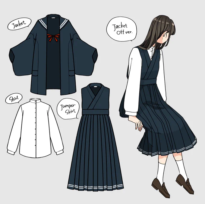 書生セーラー?夏服と冬服 