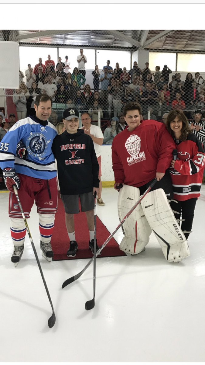 DebPlacey's tweet photo. Thanks for the nod @BryceSalvador as we all deal with #HockeyICEolation 
With one of the 🐐s, and repping another.  #30 
@JennaWolfe I know you have a hockey picture somewhere ! https://t.co/vbcwgZBqcc
