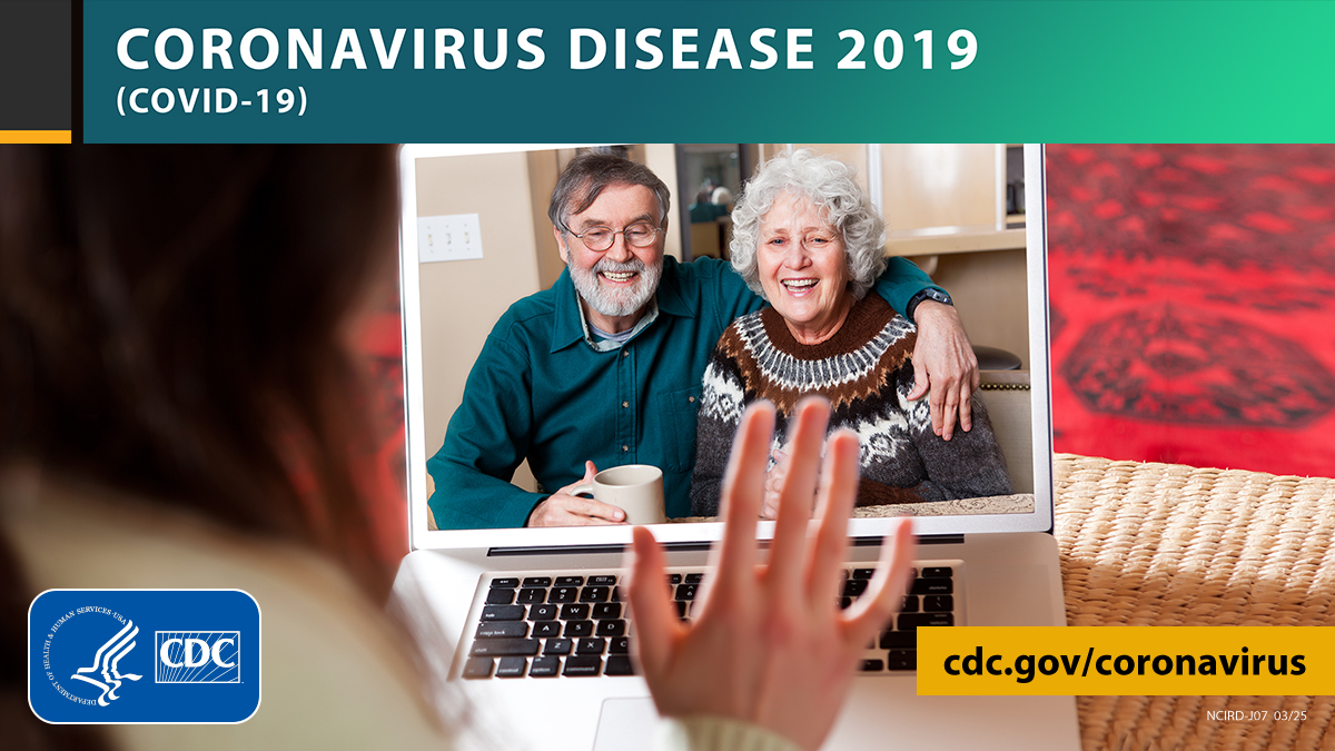 CDCgov's tweet photo. Do you have a loved one in a nursing home or assisted living facility? Please protect them from #COVID19. Instead of in-person visits, share phone or video calls. This is temporary and will protect those at higher risk of #COVID19. Learn more: https://t.co/2MDsOA5oGj https://t.co/nUhieuBVeX