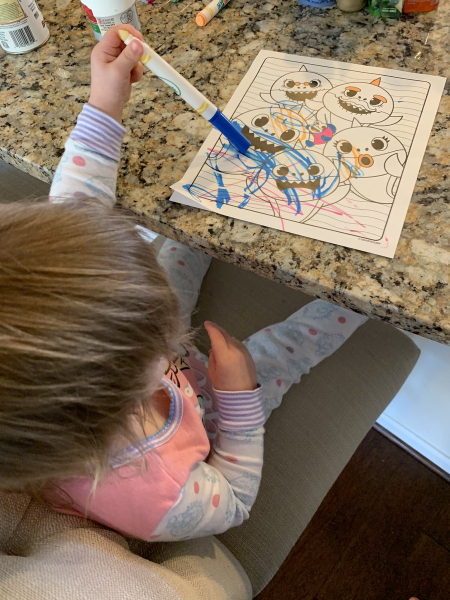 Working on it! Slowly learning which end of the marker to color with and that they aren’t meant to be eaten ;)  #JaguarPride <a href="/hcpss_sjles/">St. John's Lane Elementary School</a>