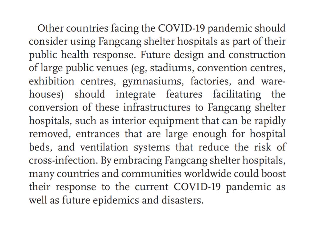 As  #COVID19 spreads globally, China has started to support other countries, such as Italy, Iran & Serbia, in developing Fangcang shelter hospitals adapted to their national contexts, & authors note that the USA, the UK and Spain are implementing similar measures [2/5]