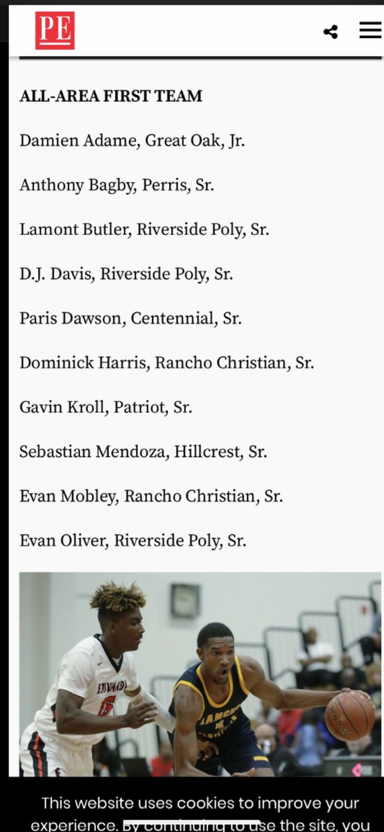 Congrats to NG Elite’s Anthony Bagby for making 1st Team All Area by @PEcom_preps. 
<a href="/Deuce2Buddha/">Anthony Moorer-Bagby</a> finished his season as 
Sunbelt League MVP
2nd Team All CIF 
1st Team All Area
<a href="/toddmalecki/">Icemen🏀/Recruiter/Desert Valley/Rising ⭐Stars</a> Desert Valley All Star
And Multiple Player of Week Awards! Congrats on an amazing year.