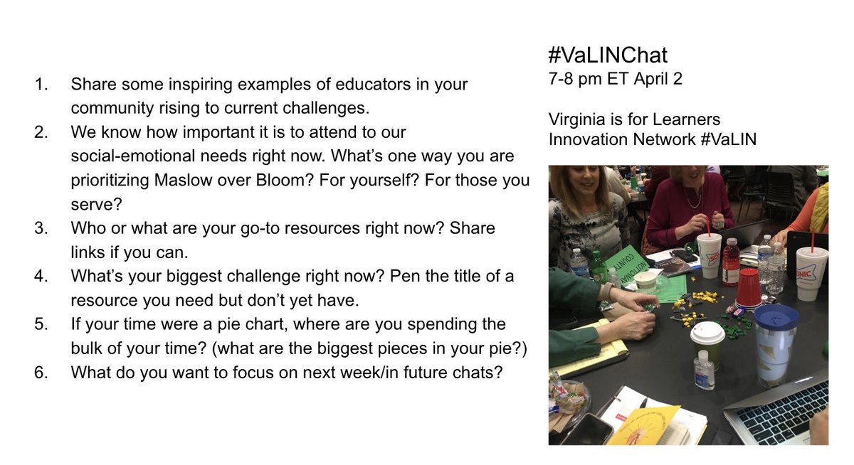 pammoran's tweet image. @NCSgwohlf @DrSConstantino hope you can join us at 7pm ET for #valinchat — supporting up Va’s educators and friends anywhere